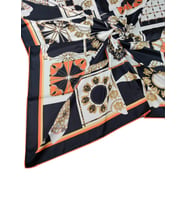 VESİ Eşarp Desenli Sport Twill Eşarp 120x120 cm (Siyah - Turuncu)