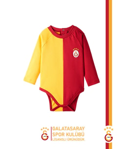 Galatasaray Orijinal Lisanslı Parçalı Uzun Kol Bebek Body Zıbın (Sarı-Kırmızı)