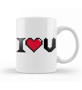 I Love You Video Game Heart 01 Kupa Bardak Porselen