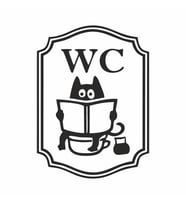 Wc gazete okuyan kedi sticker Siyah 25x20 cm