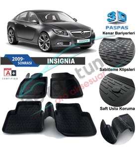Opel İnsignia Havuzlu 3D Paspas Niken Siyah 2009 Sonrası