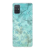 Samsung Galaxy A71 Uyumlu Kapak Floral Su Yeşili Tasarımlı Şeffaf Silikon Kılıf