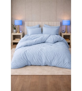 More Home  Tek  Kişilik Lastikli Çarşaflı  Nevresim Takımı   mavi