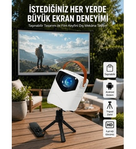 HD Ayaklı Portatif Projeksiyon Cihazı Android İşlemcili Sinema Projektörü