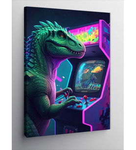 Kanvas Tablo Arcade Oyuncusu Dinozor