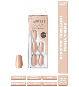 imPRESS Color Kendinden Yapışkanlı Takma Tırnak Uzun Nude Latte