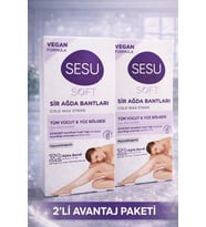 Sesu Sir Ağda Bantları 32 Adet Vegan Formula Tüm Vücut Yüz İçin Soğuk Ağda Bandı 2'Li Paket