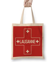 Lausanne With Switzerland Flag 01 Bez Çanta Uzun Saplı