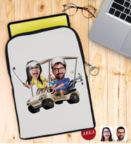 BK Gift Kişiye Özel Sevgililer Karikatürlü Taşınabilir Koruyucu Tablet Kılıfı & Organizer Çanta - Siyah-96