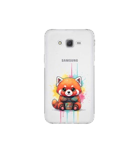 Samsung Galaxy J7 ile Uyumlu Splash Tilki Tasarımlı Şeffaf Silikon Kılıf