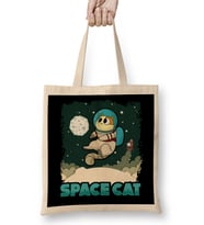 Adorable Space Cat Cute Kitty Astronaut Exploring Bez Çanta Uzun Saplı
