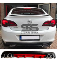 Opel Astra J Difüzör Arka Tampon Eki 4 Egzoz Çıkışlı Kırmızı Lüx Tip