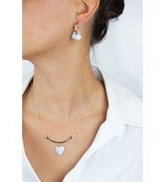 Zirkon Taşlı Kalp Figürlü Gold Kolye Küpe Set