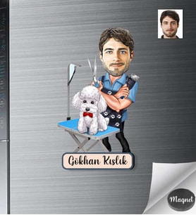 Kişiye Özel Veteriner Hekim Erkek Ahşap Magnet -4