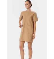 Şık Mini Gabardin Elbise Pamuklu Kumaş Günlük Kullanım Özenle Seçilmiş Seçkin Malzeme (Camel)