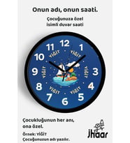 İsme Özel Gece Manzaralı Deniz Çocuk Odası Duvar Saati Orta Boy 30 cm Siyah Camlı Sessiz