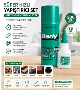 Hızlı Yapıştırıcı Seti 200 Ml Sprey Aktivator + 35 Gr Güçlü Japon Yapıştırıcı Ahşap Metal Plastik