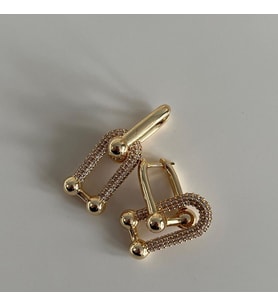 Tifany Model Gold Renk Pirinç Üzeri Altın Kaplama Taşlı Küpe