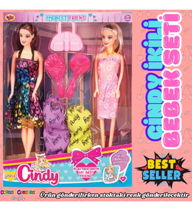 Cindy Aksesuarlı İkili Bebek - Barbie Oyuncak Bebek - Barbie Bebek - Bebek Oyun Evleri İçin Bebek - (Çok Renkli)