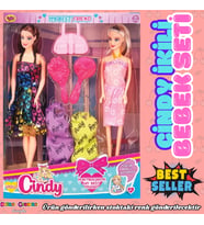 Cindy Aksesuarlı İkili Bebek - Barbie Oyuncak Bebek - Barbie Bebek - Bebek Oyun Evleri İçin Bebek - (Çok Renkli)