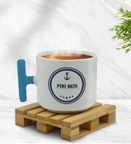 BK Gift Kişiye Özel Tekne Marin ve Denizcilik Tasarımlı Mavi T Kulplu Middle Kupa-3, Arkadaşa Hediye