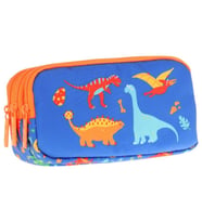 Kaukko Kids Turuncu Mavi, Dinazorlar Temalı, Erkek Çocuk Üç Bölmeli Kalemlik/Kalem Çantası - L8278 (Çok Renkli)