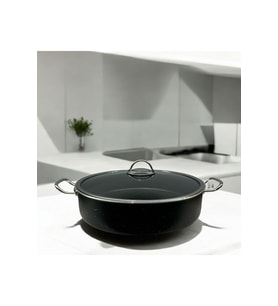 Tuna House Granit  Basık Tencere  30 Cm  Siyah
