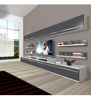 Decoraktiv Ekoflex 360Y Mdf Tv Ünitesi Tv Sehpası - Beyaz Antrasit (Beyaz - Antrasit)
