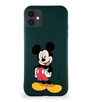Apple iPhone 11 Soft Premier Kapak Mickey Mouse-E Tasarımlı Silikon Kılıf - Yeşil (Şeffaf)