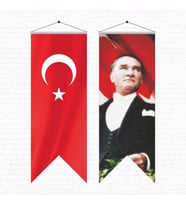 Atatürk Posteri ve Türk Bayrağı Kırlangıç 50x150 cm -2