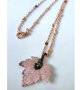 THİNBLACK ROZE KAPLAMA YAPRAK KOLYE