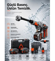 57500mAh Çift Bataryalı Akülü Basınçlı Araç Yıkama Makinesi 435 PSI 18000 RPM Şarjlı Yıkama