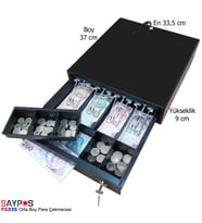 İngenico Yazarkasa Pos Uyumlu Para Çekmecesi Orta Boy 4 Banknot 5 Bozuk Para Gözlü 33,5x37x9cm