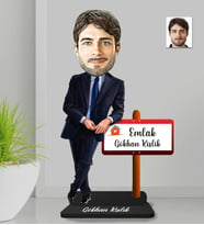 Kişiye Özel Emlakçı Erkek Ahşap Biblo-2