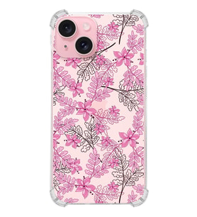 PrintiFy rintiFy Apple iPhone 15 (Kamera Açık) Uyumlu Köşe Korumalı Floral Pembe Kılıf