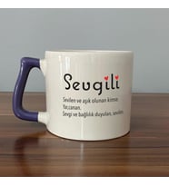 Sevgili Baskılı Mor Kulplu D Kupa