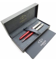 Parker Sonnet Essential Kırmızı CT Roller Kalem + Tükenmez Kalem Set  İsme Özel Kalem  Hediyelik Kalem