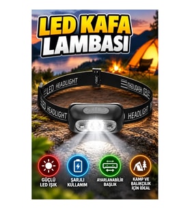 Ayarlanabilir Şarjlı LED Kafa Lambası Kamp ve Balıkçılık Feneri