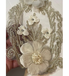33X16 CM NAKIŞ İŞLEME TÜL GÜPÜR ÇİÇEKLİ NAKIŞ AKSESUARI APLİKE
