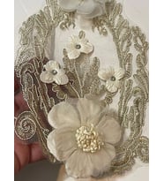 33X16 CM NAKIŞ İŞLEME TÜL GÜPÜR ÇİÇEKLİ NAKIŞ AKSESUARI APLİKE