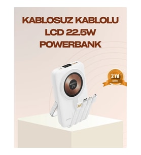 Mey İthalat® Manyetik Kablosuz Powerbank 22.5W Hızlı Şarj LCD Ekranlı