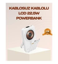 Mey İthalat® Manyetik Kablosuz Powerbank 22.5W Hızlı Şarj LCD Ekranlı