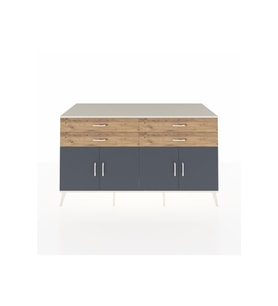Kronos Konsol 2 Raflı 4 Çekmeceli 8 Kapaklı 176x59x99 Aytaşı-Antrasit/Çam