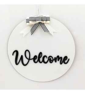 Lora Davet Ahşap Kapı süsü welcome (1 Adet) Beyaz - 54249