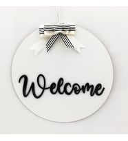 Lora Davet Ahşap Kapı süsü welcome (1 Adet) Beyaz - 54249