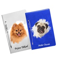 Kişiye Özel Köpek Tasarımlı İkili Defter Kalem Hediye Seti