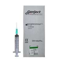 GENJECT - 5ML 3PARÇA YEŞİL KISA İĞNELİ ENJEKTÖR - 250 ADET