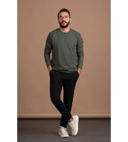 Regular Fit Bisiklet Yaka Rayon Kumaş Full Likralı Uzun Kol Sweatshirt