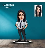 KİŞİYE ÖZEL KADIN POLİS TASARIMLI KARİKATÜR BİBLO B98