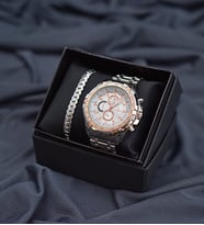 Spectrum Rose Gold Detaylı Metal Erkek Kol Saati& Metal Renkli Çelik Bileklik